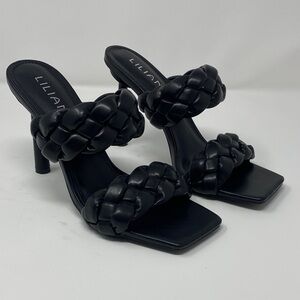 Liliana Black Braided Slip-on Heels size 7